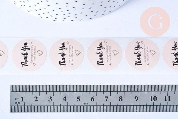 Autocollants rond merci rose 25mm, x500 (G6134)