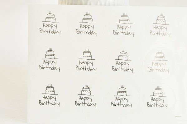 Autocollants ronds joyeux anniversaire 30mm, x12 autocollants (G5089)