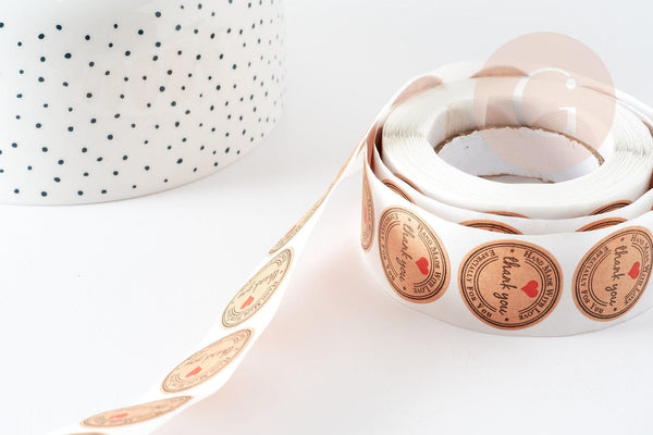 Autocollants ronds kraft fait main préparation paquet cadeau 25mm, x500 (G5110)