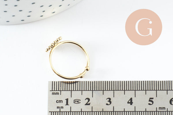 Bague Fleur réglable pour cabochon rond 6mm acier 304 inoxydable doré 18mm, x1 (G9776)