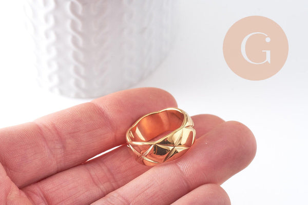 Bague acier or large homme 16-20mm, x1 (G1103)