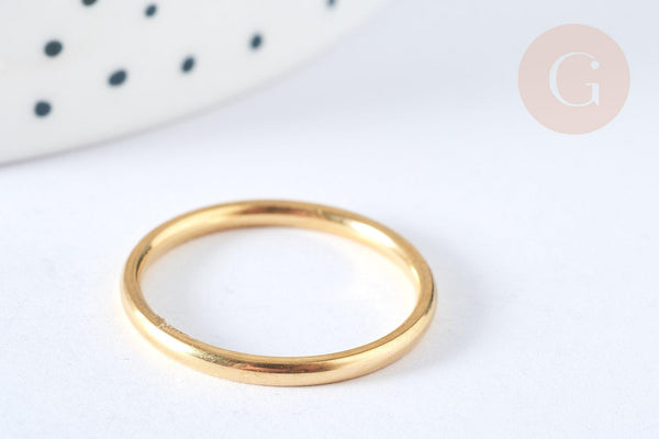 Bague alliance anneau acier inoxydable doré, x1 (G7024)