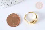 Bague chevalière soleil zircon argent massif 925 doré 24K, x1 (G7234)