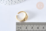 Bague chevalière soleil zircon argent massif 925 doré 24K, x1 (G7234)
