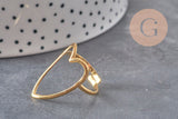 Anillo de corazón ajustable de acero inoxidable 304 chapado en oro IP Talla 57, x1 VÁLIDO