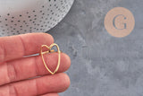 Anillo de corazón ajustable de acero inoxidable 304 chapado en oro IP Talla 57, x1 VÁLIDO