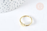 Bague cœur réglable laiton doré 18mm, x1 (G8442)