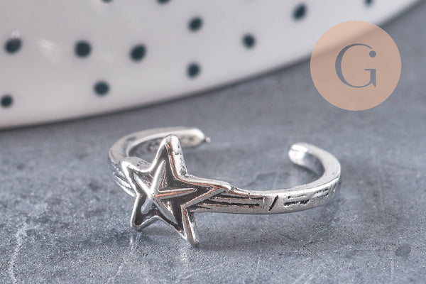 Bague fine argenté étoile 16mm, x1 (G3047)