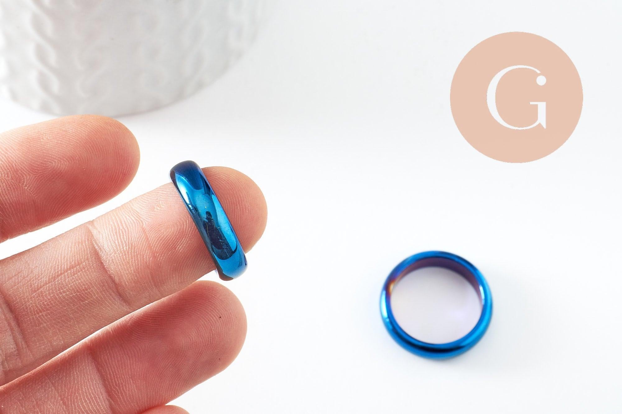 Bague hématite bleu lisse 17mm, x1 (G4224)