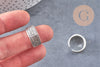 Bague homme argenté réglable gravée 16mm, x1 (G2400)