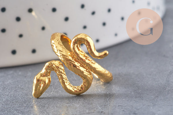 Bague homme dorée réglable serpent 18mm, x1 (G2920)