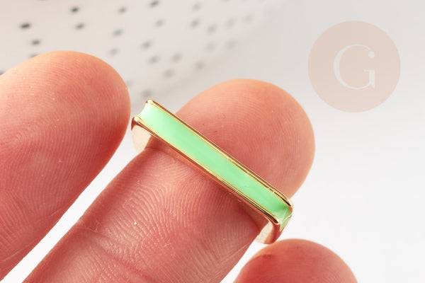 Bague laiton doré émail aspect carré 17mm, x1 (G4240)