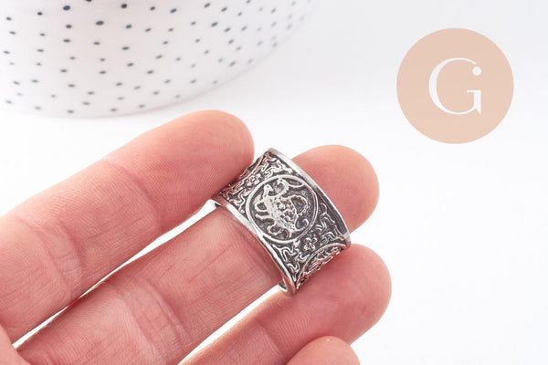 Bague large homme argenté 21mm, x1 (G0328)