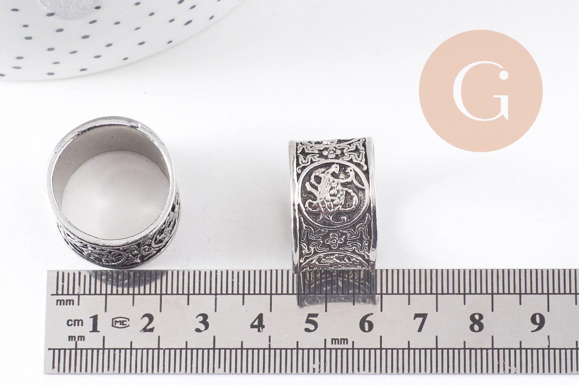 Bague large homme argenté 21mm, x1 (G0328)