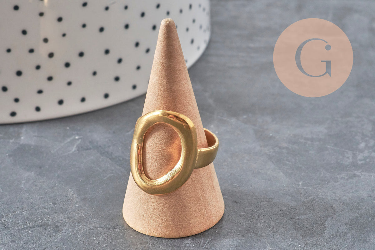 Bague ovale acier 304 inoxydable doré IP Taille 57, x1 (G11154)-Bague-Gingerlily Perles