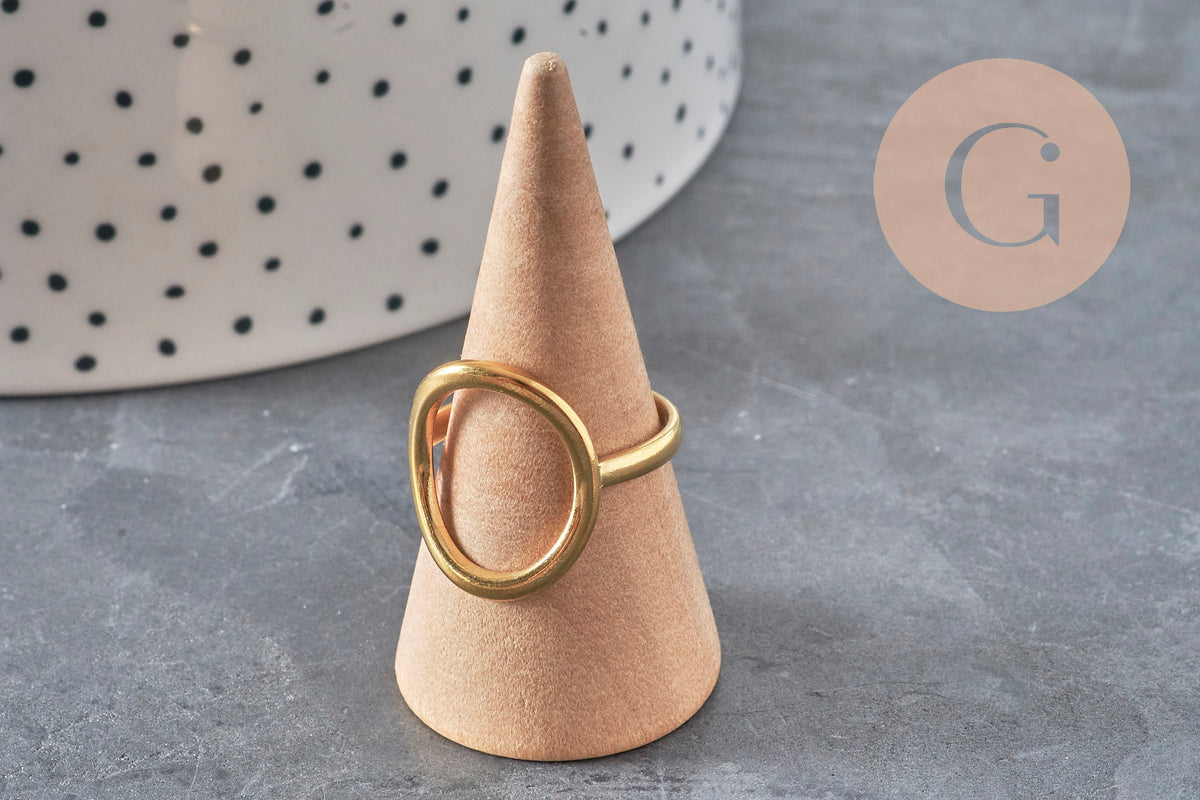 Bague ovale acier 304 inoxydable doré IP Taille 57, x1 (G11154)-Bague-Gingerlily Perles