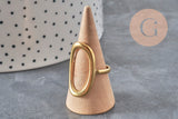 Bague ovale acier 304 inoxydable doré IP Taille 57, x1 (G11154)-Bague-Gingerlily Perles