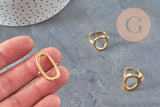 Bague ovale acier 304 inoxydable doré IP Taille 57, x1 (G11154)-Bague-Gingerlily Perles