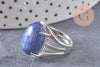 Bague réglable argentée lapis lazuli naturelle 18mm, x1 (G2634)