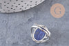 Bague réglable argentée lapis lazuli naturelle 18mm, x1 (G2634)