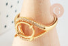 Bague réglable cabochon laiton doré zircon 17mm, x1 (G3959)