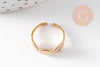 Bague réglable coquillages acier doré 304 inoxydable, x1 (G10365)