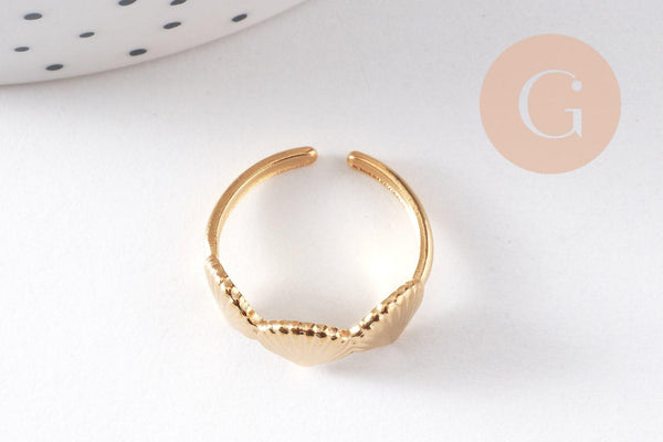 Bague réglable coquillages acier doré 304 inoxydable, x1 (G10365)