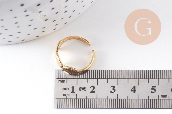 Bague réglable coquillages acier doré 304 inoxydable, x1 (G10365)