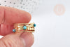 Bague réglable dentelle pierre turquoise synthèse acier doré Taille 54, x1 (G7638)
