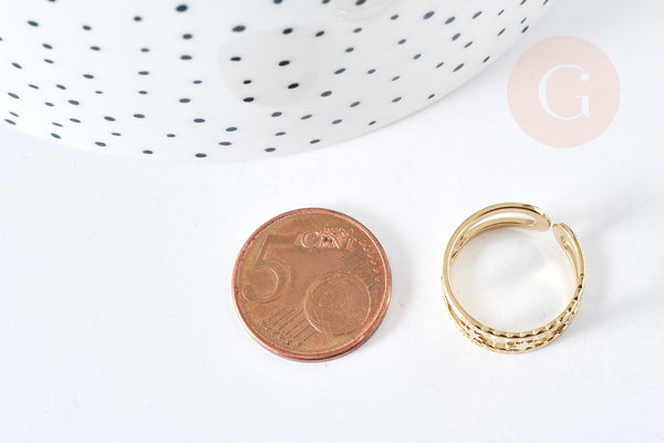 Bague réglable étoile acier inoxydable 304 doré taille 54, x1 (G7646)