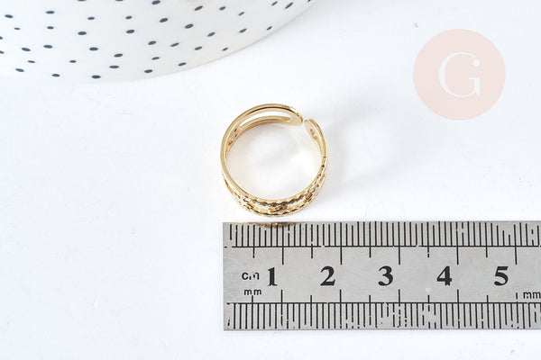 Bague réglable étoile acier inoxydable 304 doré taille 54, x1 (G7646)