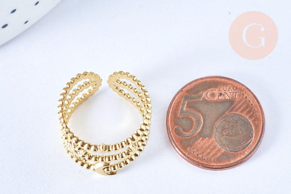 Bague réglable étoile lune acier 304 inoxydable doré taille 54, x1 (G6413)