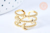 Bague réglable étoile lune acier 304 inoxydable doré taille 54, x1 (G6413)