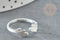 Bague réglable feuille argent 925 massif brossé 19mm, x1 (G9140)