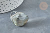 Bague réglable feuille laiton argenté labradorite naturelle 18.5mm,x1 (G7365)