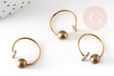 Bague réglable finition boule 8mm laiton brut, x2 (G0222)