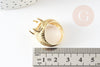 Bague réglable gravée support cabochon ovale 16x12mm diamètre 17mm, x1 (G4034)