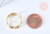 Bague réglable grosse maille acier doré Taille 54, x1 (G6412)
