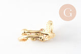 Bague réglable laiton doré LOVE zircons colorés 17mm, x1 (G4329)