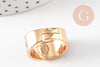Bague réglable laiton doré émail noir oeil protecteur 18mm, x1 (G4249)