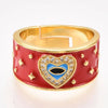 Bague réglable laiton doré émail rouge oeil protecteur 18mm, x1 (G4248)