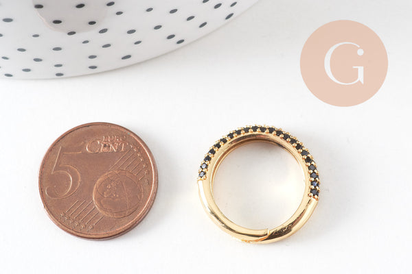 Bague réglable laiton doré zircon coloré 16mm, x1 (G4336)