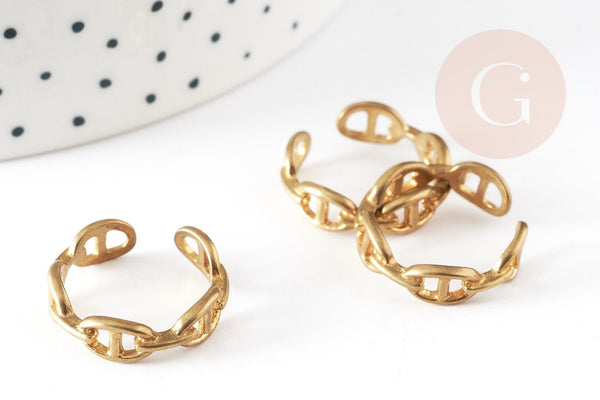 Bague réglable maille boucle laiton brut 16mm, x2 (G3757)