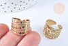 Bague réglable pois acier 304 inoxydable doré taille 54, x1 (G6569)