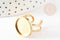 Bague réglable pour cabochon 16mm acier 201 doré inoxydable 17.5mm, x1 (G4313)