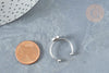 Bague réglable pour cabochon 6mm acier platine inoxydable 18mm, x1 (G8149)