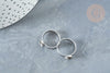 Bague réglable pour cabochon 6mm en acier platine inoxydable 17-18mm, x2 (G8227)