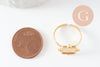 Bague réglable pour cabochon carré 8mm acier 304 inoxydable doré 18mm, x1 G9723