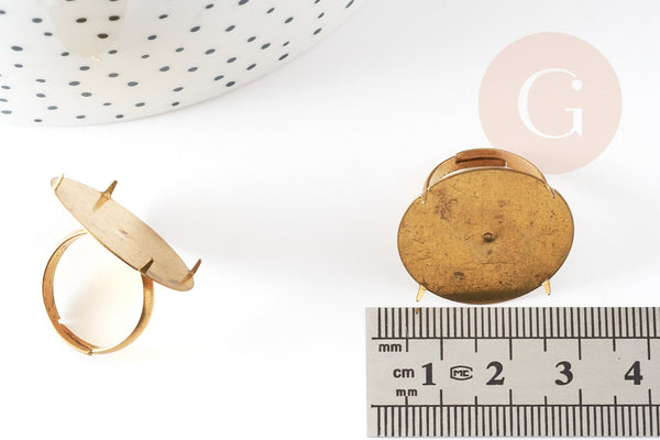 Bague réglable pour cabochon rond 25mm diamètre 17mm, x1 (G2215)