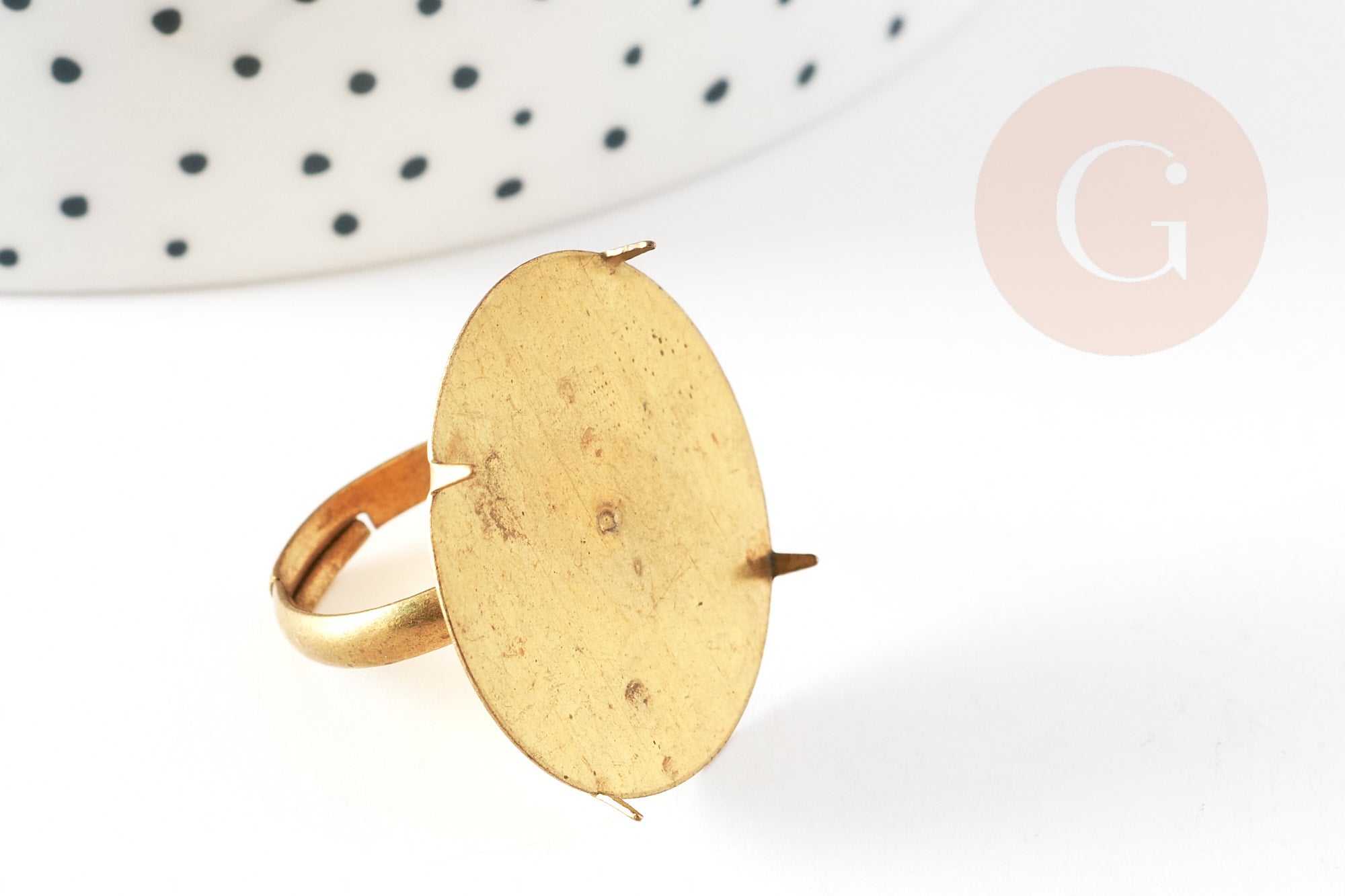 Bague réglable pour cabochon rond 25mm diamètre 17mm, x1 (G2215)